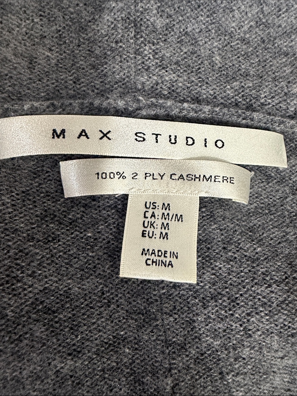 Max Studio 100% Cashmere Hooded Open Front Long Cardigan Sweater Gray M - Picture 5 of 8